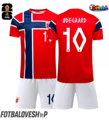 Norsko Martin Odegaard #10 Dětské Domácí Dres MS 2026 Krátký Rukáv (+ trenýrky)